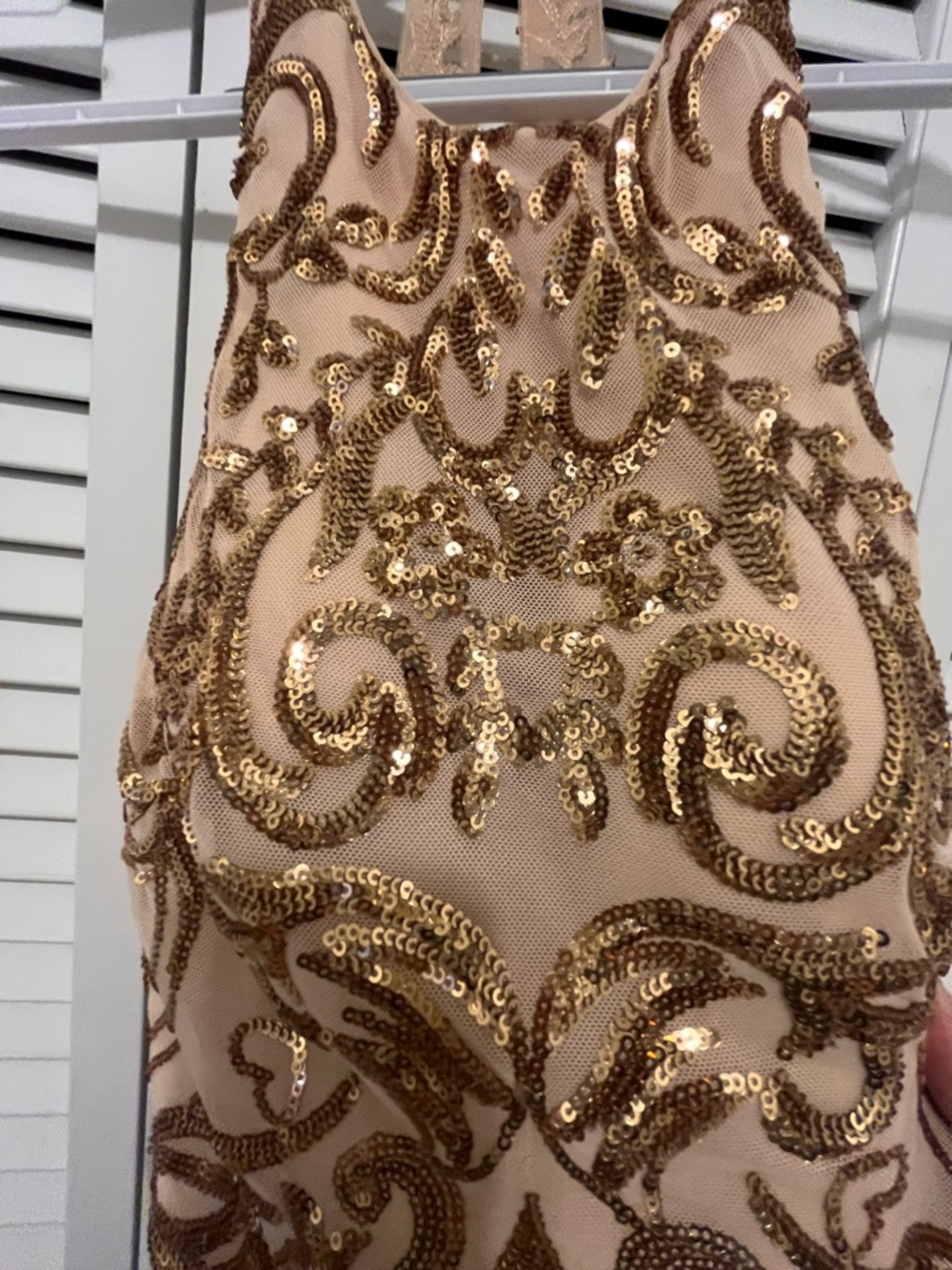 Gold Sequin Embellished Halter Dress Small